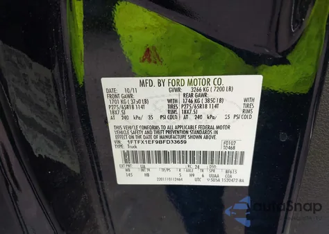 2011 Ford F-150 Lariat z USA, uszkodzony, nr VIN 1FTFX1EF9BFD33659